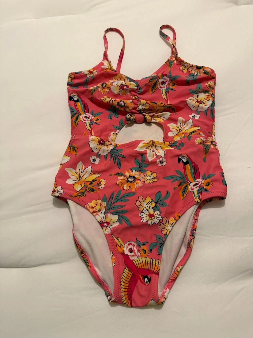 OshKosh B'gosh Pink Tropical Parrot Cutout One-Piece Swimsuit